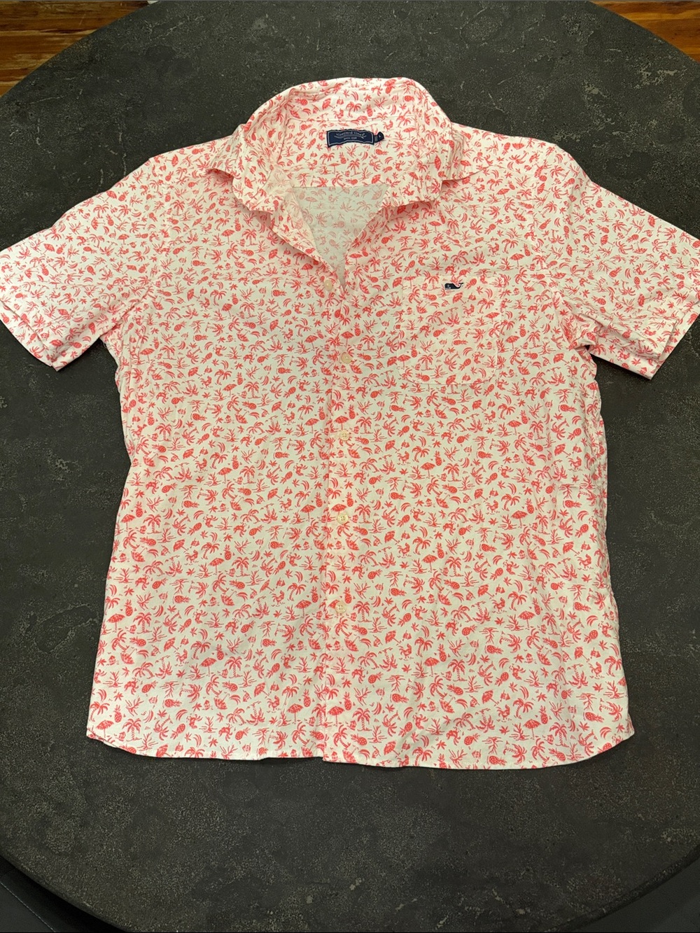 Vineyard Vines Men's Short-Sleeve Button-Down in Pink Floral Print